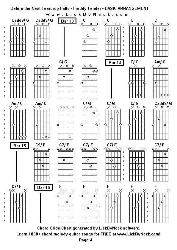 Chord Grids Chart of chord melody fingerstyle guitar song-Before the Next Teardrop Falls - Freddy Fender - BASIC ARRANGEMENT,generated by LickByNeck software.